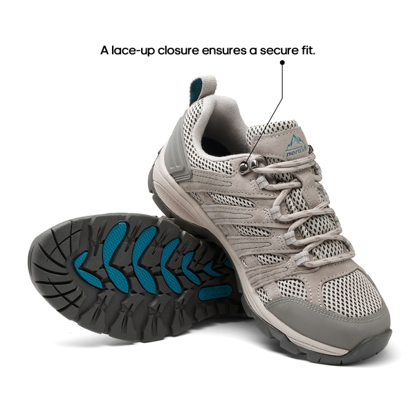 Women's Suede Lightweight Hiking Shoes 【Wide Fit】 - LIGHT GREY - 4
